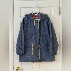 Vintage Braetan Unisex Hooded Cotton Denim colored Jacket with Plaid Details